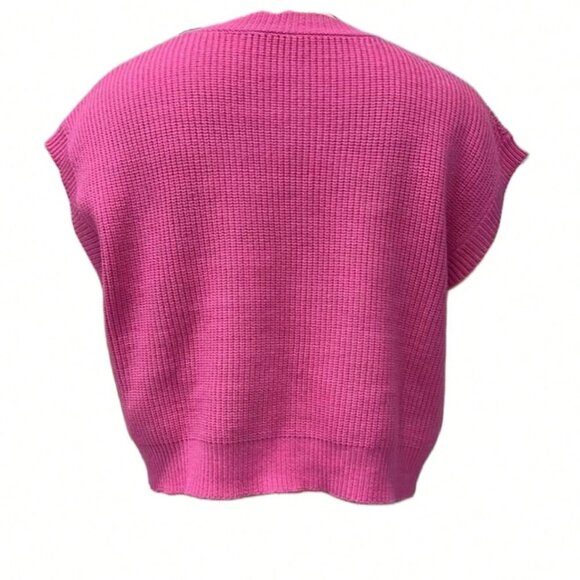 Pink Casual Women's Sequin Christmas Sparkly Soldier Sweater Vest - Picture 4 of 4